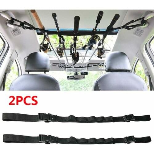 Outdoor Car Fishing Rod Holder Black Nylon Material Tear-resistant Belt Buckle Roof Velcro Fishing Rod Storage Rack