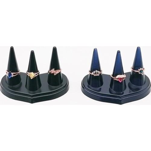 Black Blue 3 Finger Cone Fingertip Ring Display Stand Jewellery Holder Storage Plastic Showcase Stand Rings Jewelry Organizer