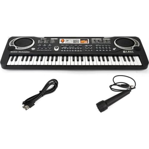 Keyboard Piano Kids 61 Key Electronic Digital Piano Musical Instrument Kit with Microphone,US Plug