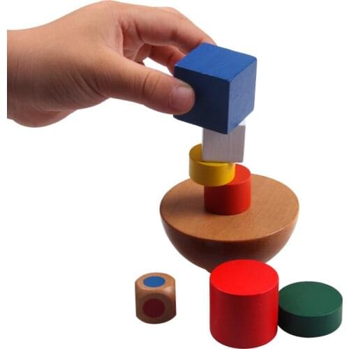 Kids Wooden Blocks Geometric Balancing Game Toys Montessori Learning Educational Toys Children Family Game Toys