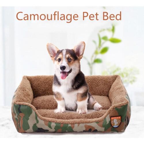 Brand Designer Cat’s House Camouflage Color Army Green Pet Sofa Cotton Animal Accessories Square Shape Napping Sleep Bed for Dog