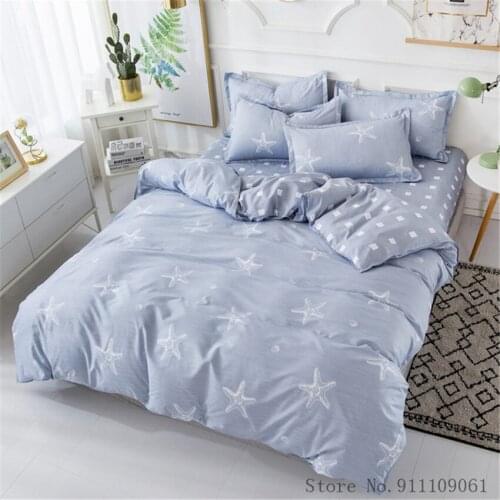 Home Textile Blue Gray Bedding Set Duvet Cover Pillowcase Sheet Starfish Cartoon Bedding Set Children Adult Linens Bedclothes