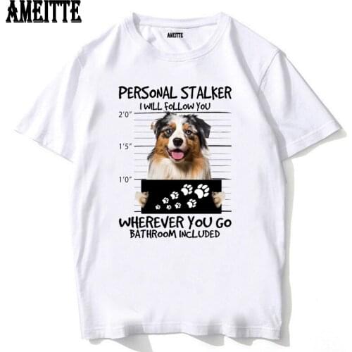 New Summer Fashion Men Short Sleeve Funny Australian Shepherd Design T-Shirt Pet Dog Print Hip Hop Boy Casual Tops Cool Man Tees