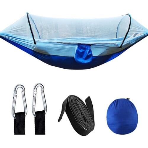 1 Set Tent Shelter Camping Hammock Metal Buckle Eco-friendly Breathable Polyester High Density Hammock Mosquito Net for Forest