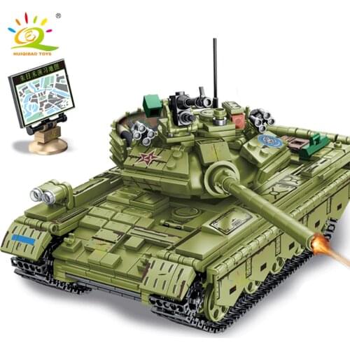 HUIQIBAO 812pcs WW2 59 Medium Tank Building Blocks Army 3 Soldier Military Weapon Model Bricks Construction Toys for Children