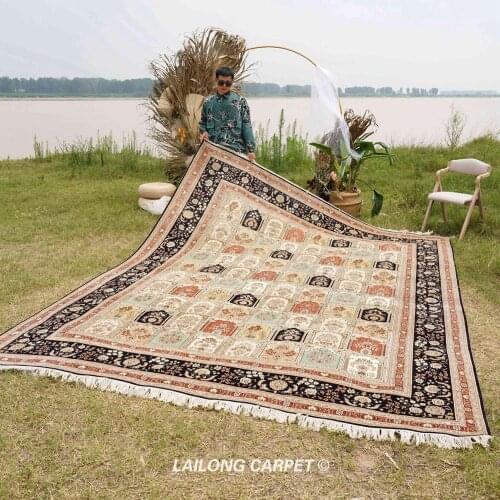 9'x12' Oriental silk area carpet four seasons design handmade carpet (LH52B)