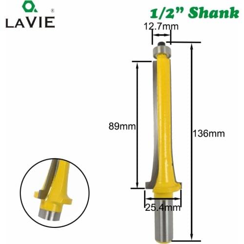 LAVIE 12MM 1/2 Shank Door Window Line Casing Router Bit Woodworking Milling Cutter for Wood Bit Tungsten Cobalt Alloy MC03155
