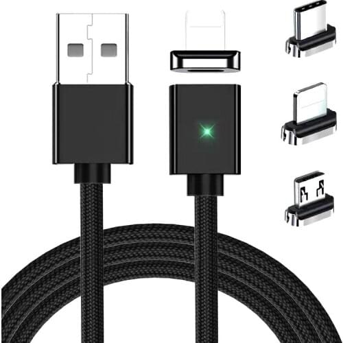 LED Magnetic USB Data Cable Fast Charging Type C Magnet Charger Data Charge Micro USB Cable Mobile Phone Power Cable USB Cord