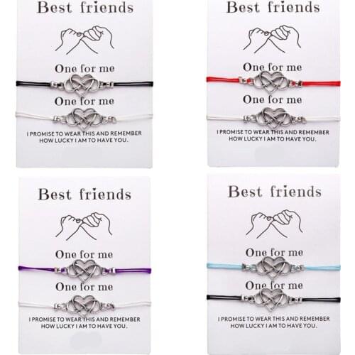 Card Message Handmade Double Heart Couples Bracelets Set For Women Men Bracelet Bangle Best Friend Jewelry Christmas Gift