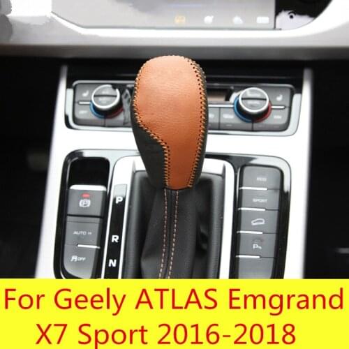 Top quality Universal Manual Leather Shifter Shift Knob Cover Stitch Shifter Lever For Geely ATLAS Emgrand X7 Sport 2016-2018
