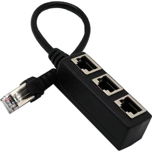 New RJ45 Y Splitter Adapter 1 to 3 Port Ethernet Switch Cable for CAT 5/CAT 6 LAN Ethernet Socket DOM668