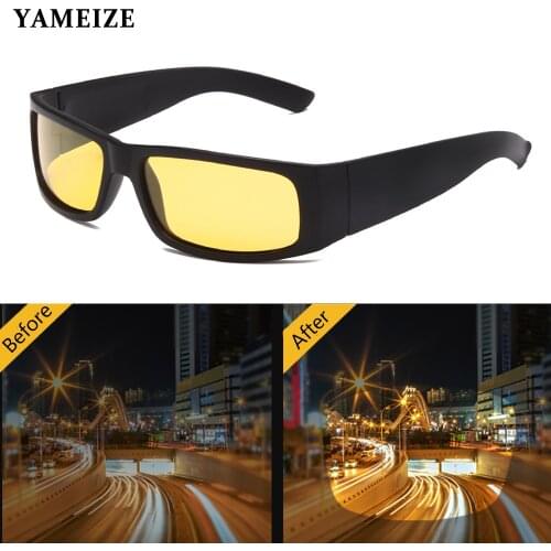 YAMEIZE Night Vision Driver Goggles Men Polarized Sunglasses Anti-Glare Yellow Lens Car Driving Glasses Protective Gears Gafas