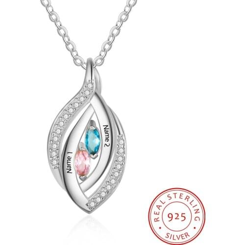 Personalized 925 Sterling Silver Birthstone Pendant Necklace for Women Silver Rose Gold Color Fine Jewelry Gift