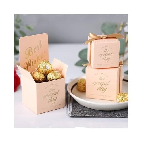 50pcs/set Apecial Day Favor Gift Candy Box With Ribbon Wedding Party Decoration Christening Baby Shower Birthday Party Supplies