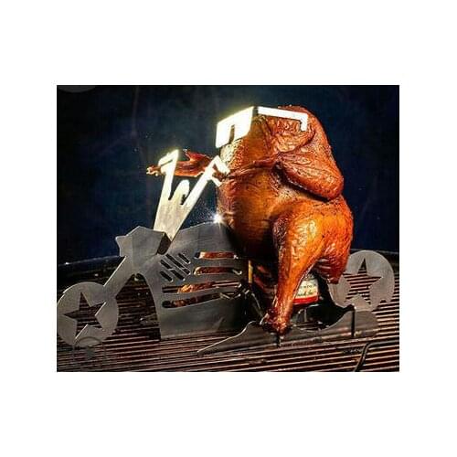 Chicken Stand Beer Motorcycle Bbq Stainless Steel Rack Outdoor Camping Thickened Barbecue Rack Forked Chicken Chicken Rack