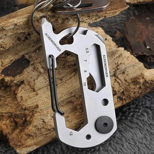 Hiking Climbing Stainless Steel Keychain Multi Tool Carabiner Bottle Opener
