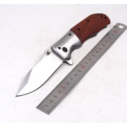 Tactical Survival Knife Folding Blade Knife Hardened 440 57HRC Pocket Hunting Knives Wood Handle Outdoor Multi EDC Tools