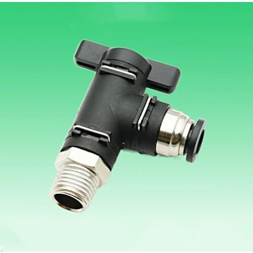 Fit Tube OD 4 6 8 10 12mm To 1/8" 1/4" 3/8" 1/2" BSP Male Thread Elbow 90 Degree Air Pneumatic Flow Control Manual Valve
