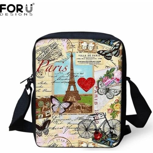 FORUDESIGNS Eiffel Tower in Paris Printing Women Mini Crossbody Messenger Casual Bookbags For Children Girl Shoulder Bags Bolsos
