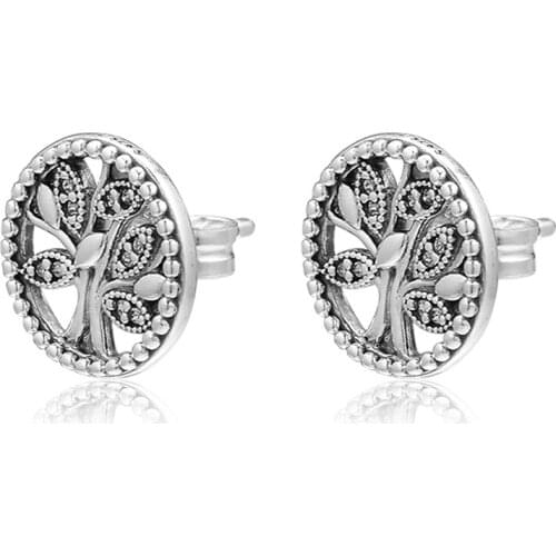 Trees of Life Stud Earrings 925 Sterling Silver Jewelry For Woman Make up Fashion Female Earrings Party Jewelry