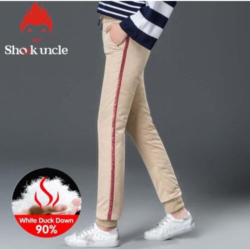 Winter Casual Women 90% White Duck Down Pants Winter Thick Warm Slim Elastic low Waist Pencil Pants For Women Plus Size Trousers