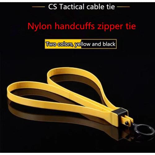 1Pcs/Lot Nylon Cable Tie CS Outdoor Plastic Police Handcuffs Double Flex Cuff Disposable Handcuffs zip tie Orange Yellow Black