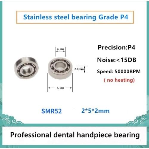10pcs P4 Dental handpiece bearing SMR52 2*5*2mm 440C stainless steel bearings 50000rpm no heating