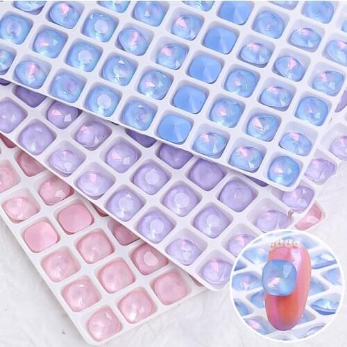 10Pcs Mixed Mocha Aurora Fat Square Glitter Loose Pointback Rhinestones Nail Art Accessories Fancy K9 Glass Crystals for Nails