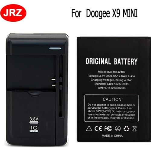 2PCS 2000mAh For Doogee X9 MINI Battery 5.0inch BAT16542100 +Universal Charger
