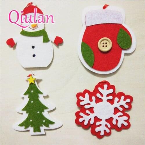 3.5 Inches Non-woven Christmas Tree Pendant Drop Ornaments Merry Christmas Family Window Party Decoration Santa Snowman Gifts 8D