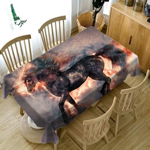 3D Unicorn Pattern Tablecloth Dustproof Polyester/Cotton Tablecloth Wedding Hotel Banquet Decoration Tablecloth Home Textile
