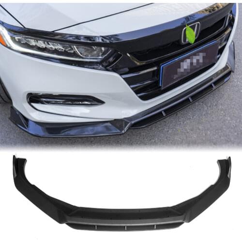 4PCS Black Carbon Fiber Look Front Bumper Lip Splitter Spoiler Body Kit For Honda Accord 2018 - 2021 10th Gen Sport Car Styling
