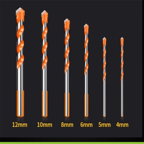 4pcs Electric Tools Center Drill Hammer Concrete Ceramic Tile Metal Drill Bit Round Shank 6mm-12mm DIY Wall Hole Saw Drilling