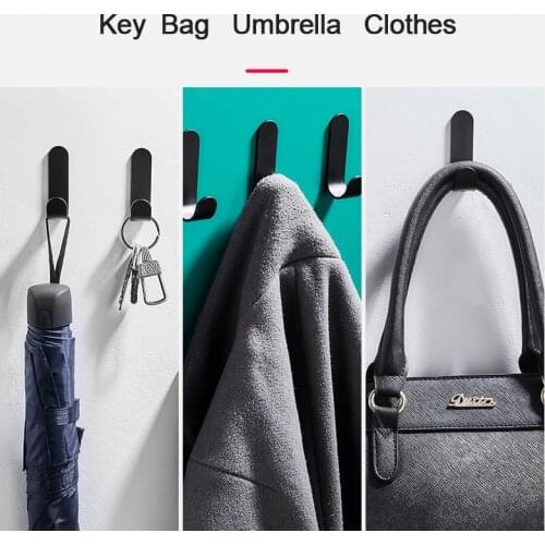 5Pcs Self-adhesive Clothes Bag Hanger Hook Punch-Free Strong Viscose Towel Hook For Bathroom Livingroom Bedroom Accessories