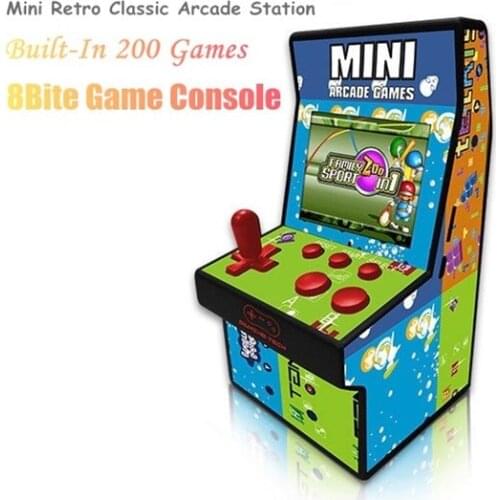 8Bit Mini Portable Retro Arcade Station 2.5'' Handheld Video Coin Operated Game Console One Players Built-in 200 Classic Games