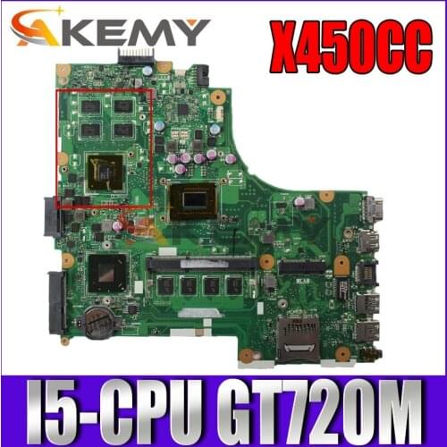 Akemy X450CC Laptop motherboard for ASUS X450CC X450C original mainboard 4GB-RAM I5-CPU GT720M