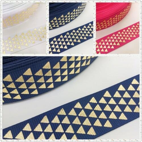 NEW DIY DIY 5 Yards 25mm Gilding Triangles Grosgrain Ribbon Hair Bow Party Sewing