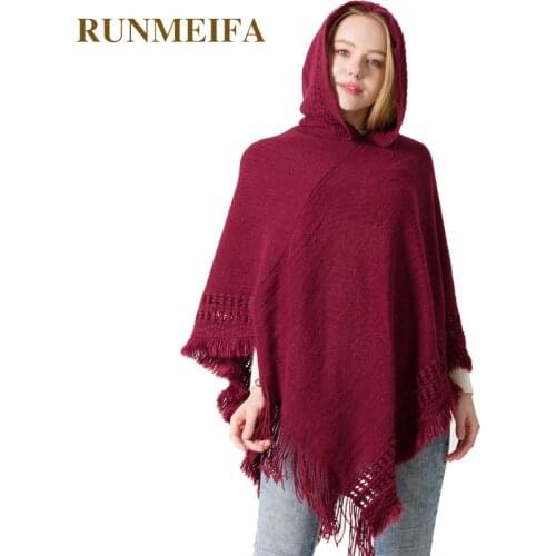 RUNMEIFA brand 2018 design new winter scarf cloak for women muffler Poncho acrylic with hat cape of operator cap Scarves