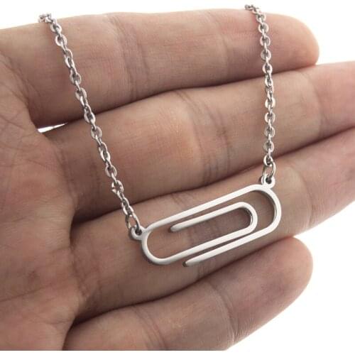 Never Fade Stainless Steel Paper Clips Necklace For Women Office Clip Necklaces Female Punk Jewelry Rolo Chain Mirror Polished