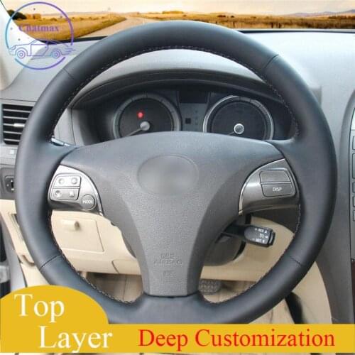 For Lexus ES240 ES25 hand-sewn steering wheel cover black artificial leather Anti-slip fit all season comfortable touch sense