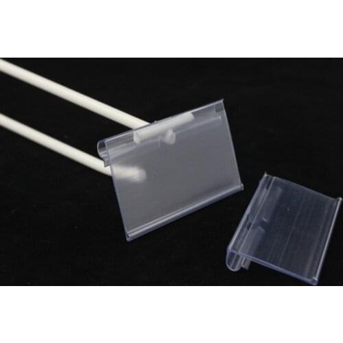 100 X 42mm PVC Price Label Holder Clear Plastic Wire Shelf Retail Display Rack Merchandise Sign Frame Card Stand