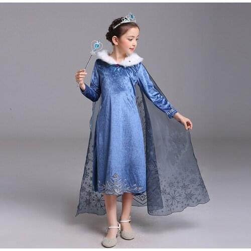 Halloween kid Girls Elsa Princess Costume Snow Queen Anna Birthday Party Child Fancy Dress