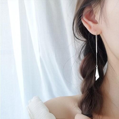 Geometric Triangle Threader Long Chain Earrings Delicate Women Fashion Party Working Beach Earrings Gifts For Girlfriend Friend