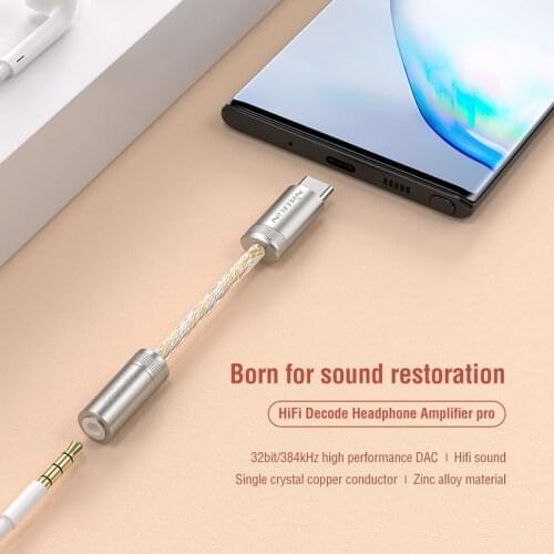 NILLKIN HIFI DAC Earphone Amplifier Pro Type-C to 3.5mm Audio Adapter Amplifier 32bit/384K For Samsung Mobile Phones