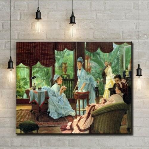 Home decoration picture classic court figure coffee casual meeting scenery canvas prints oil painting printed on canvas