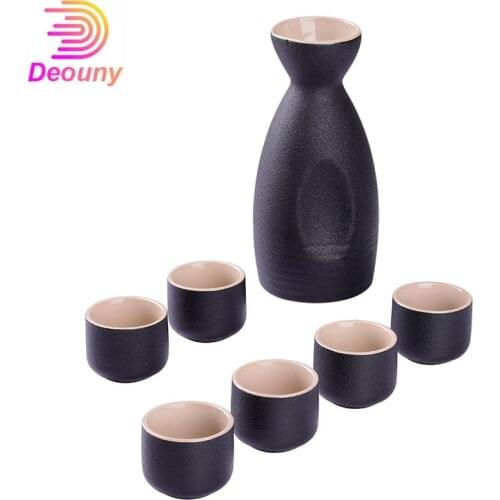 DEOUNY Ceramic Sake Cups Ware Japanese Style Home Retro Small Wine Dispenser Liquor Hip Flasks Mini Flagon Drinkware Bar Sets