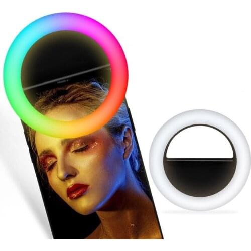 Universal Selfie Ring Light RGB Colorful Lamp Mobile Phone Lens Portable Flash Ring Color LED Light Ring For Cellphone Live