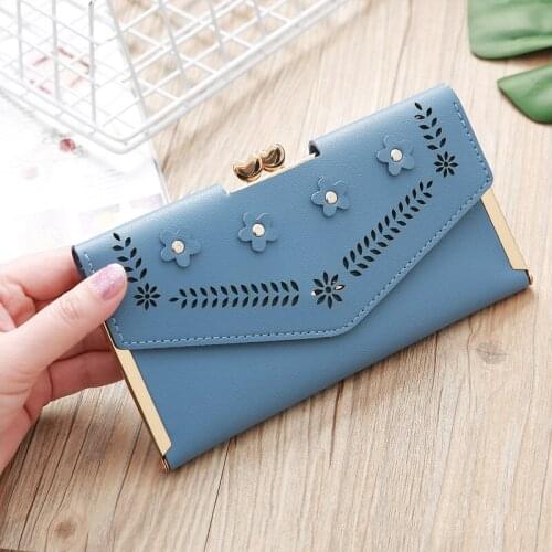 Rivet Flower Hasp Wallet Billfold Women Phone Case Card Bags Coin Pocket Change Purse Credit Bank ID Card Holders Hand Bag