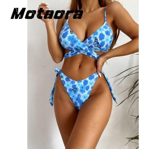 Cross Push Up Swimsuit Women Push Up Swimming Suit Two-pieces Bandage Swimwear Female High Waist Bikini Set Summer Beach Biquini