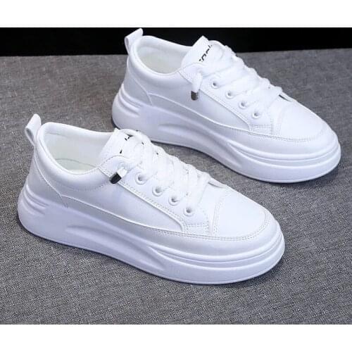 Casual Mesh Leather White Black Sneakers Women Platform Lace Up Fashion Vulcanized Shoes Harajuku Sports Tennis Running Zapatos
